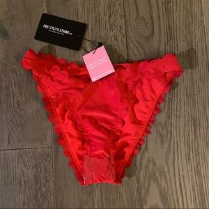 Red scalloped bikini bottom